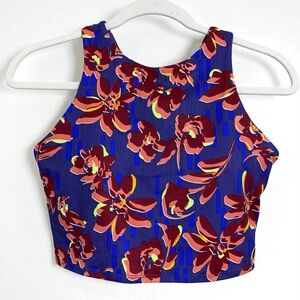 Athleta NEW Conscious Crop Printed Floral Sports Bra Long Yoga Active Top Size S
